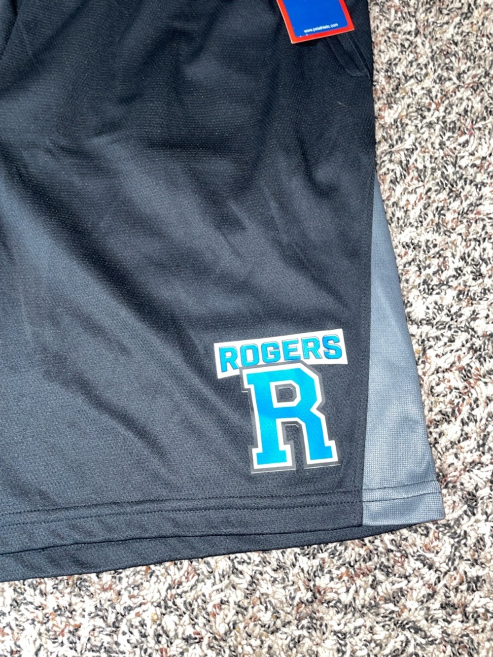 Athletic Black Men's Performance Shorts with Blue Logo Size L | NWT - Picture 2 of 4